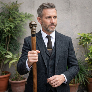 Canne de marche artisanale en laiton et bois, imitation antique, embossée |   Bâton de marche gothique vampire léger de 36 pouces pour l'extérieur - Product Image 1