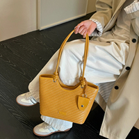 Sac à bandoulière en PU gaufré imitation tissé, grande capacité, ouverture supérieure, multifonctionnel, pour femme