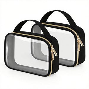 Travel Clear Toiletry Bag <b>Set</b> with Handle <b>Waterproof</b> PVC Transparent Makeup Bag for Cosmetics and Toiletries - Product Image 1