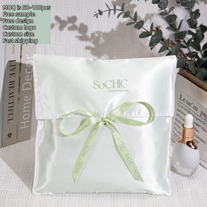 Pochette d'emballage haut de gamme en satin pour lingerie, sac de rangement anti-poussière en satin de soie imprimé avec logo personnalisé pour vêtements et sacs à main - Product Image 1