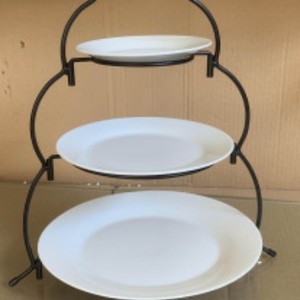 Plateau de service en céramique à 3 niveaux, blanc, passe au lave-vaisselle, passe au micro-ondes, usage domestique, finition polie - Product Image 4