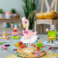 Flamingo mainan Puzzle anak-anak, mainan konstruksi Model blok bangunan perakitan berlian partikel kecil Loz