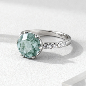 925 Серебряное квадратное кольцо из натурального мха с агатом под заказ, ювелирные изделия из натурального драгоценного камня для женщин, обручальные кольца с камнями - Product Image 2