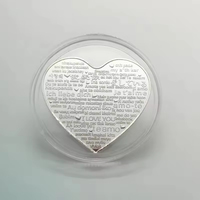 Pièces de monnaie souvenirs en métal en forme de cœur avec rose argentée, cadeau de la Saint-Valentin pour les amoureux, vente en gros
