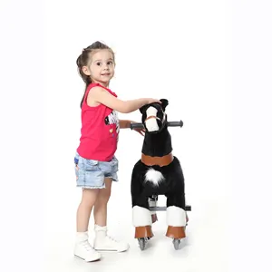 Toptan 3 ila 8 yaşında sarı plastik Ride-on tek boynuzlu at oyuncak mekanik ekipman atlar binek oyuncaklar çocuklar için