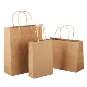 Custom Printed Kraft Paper Shopping <b>Bag</b> With Handle Logo Packaging <b>Bag</b> for Sandwich Coffee <b>Snack</b> Takeaway Use - Product Image 5
