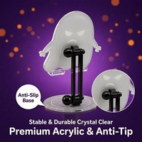 Support de bureau universel pliable et flexible en acrylique noir, motif fantôme d'Halloween mignon et effrayant, pour commande en gros, impression personnalisée OEM