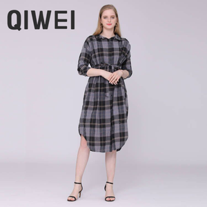 Robes chemise surdimensionnées à manches courtes avec ceinture boutonnée <span class=keywords><strong>Robe</strong></span> décontractée longue pour femmes grande taille - Product Image 6