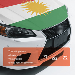 Housse de capot de voiture personnalisée OEM/ODM avec drapeau du Kurdistan, housse de capot en polyester élastique pour véhicules du Moyen-Orient 4*5FT - Product Image 1