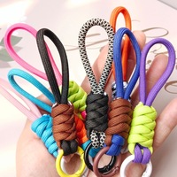 Cordon de téléphone portable noué assorti aux couleurs, cordon court tressé créatif pour porte-clés, anneau amovible anti-perte 12CM