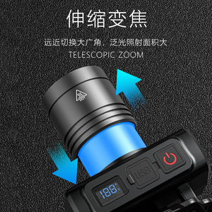Linterna Frontal LED Recargable Xinster de 10W con Zoom de 200-500m y Sensor de Movimiento para Exteriores - Product Image 5