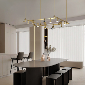 Custom Modern Multi-Head Brass Chandelier 24V Dimmable Brass Track <b>Light</b> for Hotel - Product Image 1