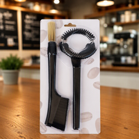 Produit # CF-001 - Kit de brosses de nettoyage professionnelles pour machine à café OEM avec nettoyeur de groupe de distribution pour expresso et outil de broyeur