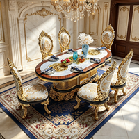 Ovaler Esstisch im französischen Stil aus Massivholz, Esszimmermöbel, luxuriöser europäischer Villen-Restauranttisch im königlichen Stil, hochwertig