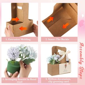 Cadeau Fête des Mères : Porte-boissons 2 tasses avec poignée, ensemble de mousse florale, support porte-café en kraft, mousse florale, carte cadeau, marron floral - Product Image 6