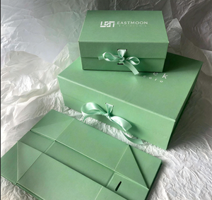 Custom Green Magnetic Folding Gift <b>Boxes</b> with Ribbon Bow - Luxury Collapsible <b>Boxes</b> for Skincare & Beauty Products - Product Image 5