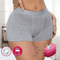 Boxer en coton taille moyenne pour femme sous-vêtement menstruel 4 couches étanche grande taille sport post-partum Yoga culotte taille de tous les jours