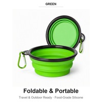 Tazón Plegable para Perros TPE, Tazón de Viaje Portátil, Plegable y Telescópico para Agua y Comida