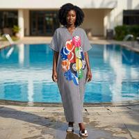 Robe Kaftan Boubou Africaine Maxi Élégante de Luxe Anti-Imprimé Ankara Grande Taille pour Femme Streetwear