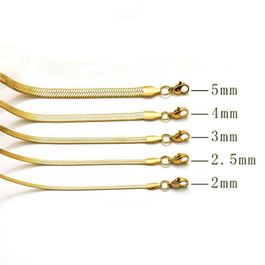 สร้อยคอแบบโซ่แบนชุบทอง 18k พร้อมตัวล็อคแบบก้ามปู สร้อยคอแบบโซ่ลายก้างปลาทำจากสแตนเลส เหมาะสำหรับผู้หญิงและผู้ชาย - Product Image 2