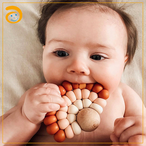 New Design Mix Color Non-Toxic Wooden <strong>Teething</strong> Sensory Toy Silicone Beads Baby Teether - Product Image 4
