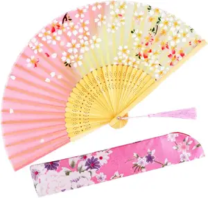custom portable summer personal travel fan hand held bamboo folding hand fan for Chinese Japanese charming elegant vintage style