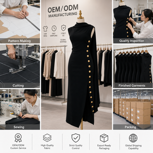 <span class=keywords><strong>Robe</strong></span> de Soirée Personnalisée Femme Sans Manches Col Montant Cape Boutons Dorés Fente Haute Moulante Longue <span class=keywords><strong>Cocktail</strong></span> Formelle Vente en Gros - Product Image 6