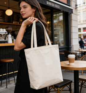 Letter Pattern Medium <b>Canvas</b> Tote Bag with Hand & Shoulder Handles Reusable for Groceries Personalized Logo Gift <b>Canvas</b> Tote Bag - Product Image 3