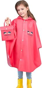 Multi-Color Kids Cartoon <b>Rain</b> <b>Poncho</b> Cute Waterproof Hooded Raincoat for Toddler Boys & Girls Lightweight Cape Outwear - Product Image 2