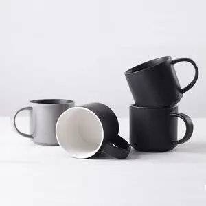 15OZ black mugs glaze porcelain double color inner outside grey wholesale ceramic custom oem cafe coffee mug