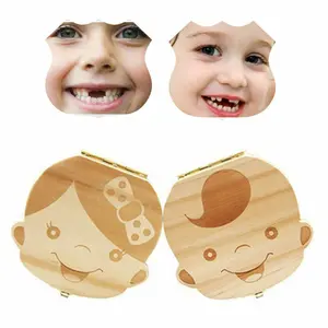 Tooth Box Organizer Kids Baby Save Milk Teeth Wood Storage Box For Boy Girl