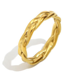 Bague ouverte empilable en acier inoxydable plaqué or 18 carats avec perle torsadée et zircon, ajustable, étanche, bijou de doigt tendance pour femme - Product Image 3