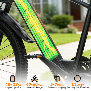 Vélo électrique SD26 pour adultes avec déverrouillage NFC, 48V 13Ah, vitesse maximale de 25 MPH, 750W, autonomie maximale de 60 miles, E-MTB de banlieue 26 pouces, certifié UL 2849 - Product Image 5