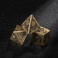 Ensemble de 7 dés de jeu de rôle (DND) en bronze massif sculpté à la main, style vintage de luxe, thème dragon fantastique, polyédriques et lourds, pour jeux de rôle (RPG)