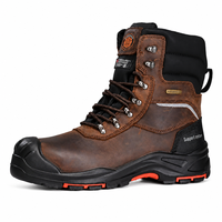 Bottes de sécurité montantes AIMVVSEC en cuir de vachette avec embout en acier, anti-perforation, antidérapantes, doublure respirante en maille pour semelle intermédiaire, idéales pour le travail en hiver