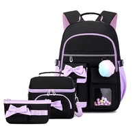 Sacs à dos scolaires tendance pour filles, ensemble de 3 pièces, sacs à dos pour élèves du primaire et du collège avec sac à lunch, sacs à dos mignons pour enfants avec motifs de dessins animés