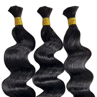 Cheveux en vrac à ondulations profondes pour tressage, lot de 100g, double épaisseur, cheveux vierges cambodgiens, noir naturel