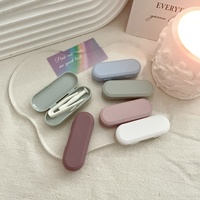 Ensemble étui à lentilles de contact vintage en forme de poisson mat, couleur unie, étui à lunettes écologique en plastique PU de forme rectangulaire en PVC, sacs