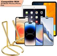 Support de téléphone de bureau en métal élégant avec finition dorée, compatible avec les modèles à poser sur le bureau