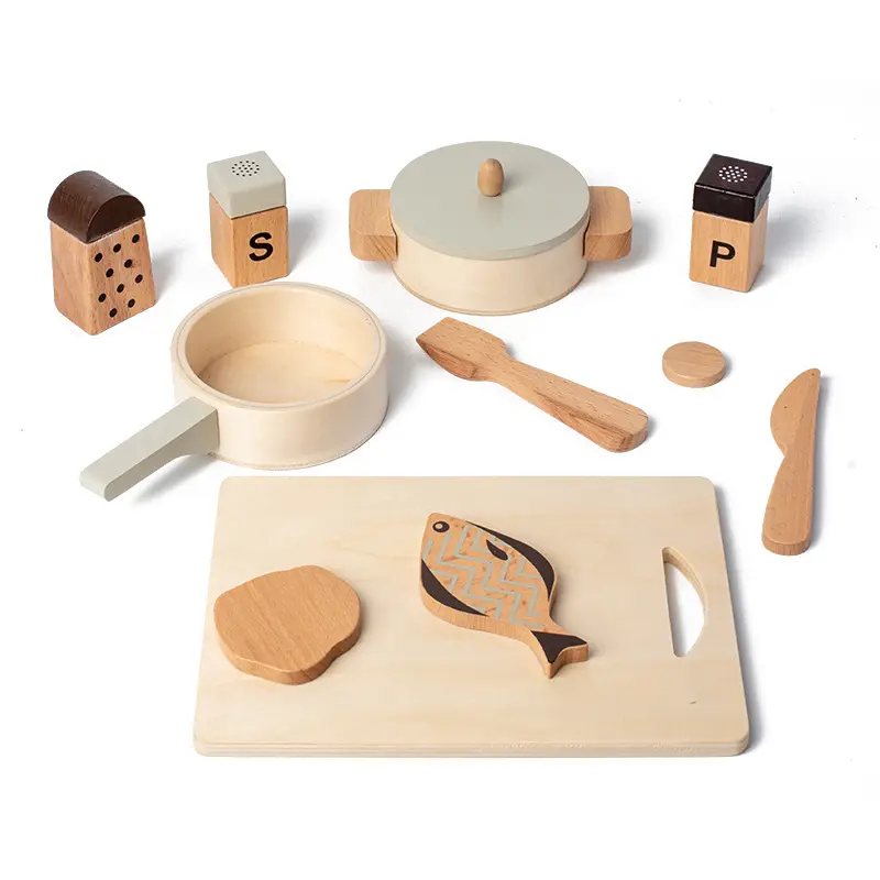 USSE Neuheiten Pretend Play Kitchen Toy, Spielen Sie Home Cooking Simulation Baby Holz geschirr