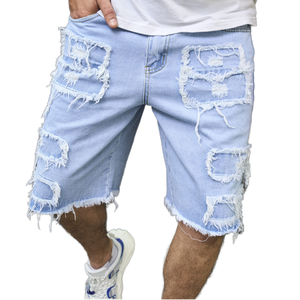 Pantalones Cortos de Playa Lisos Retro a la Moda para Hombre, Pantalones Cortos de Mezclilla, Tela de Algodón, Transpirables, de Secado Rápido, Casuales, OEM - Product Image 2
