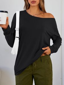 Trendy Queen Womens <strong>off</strong> <strong>the</strong> <strong>Shoulder</strong> <strong>Tops</strong> Oversized Solid Long Sleeve Casual Washable Tshirts 2026 - Product Image 6