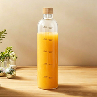 Grande bouteille d'eau écologique en verre borosilicate de 500 ml avec couvercle à vis en bambou, design classique, unisexe, marque TANGIBLE, articles de boisson
