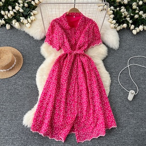 Vestidos Camiseros Casuales Franceses <span class=keywords><strong>con</strong></span> Mangas Abullonadas Bordadas y Cintura Ajustada - Product Image 2