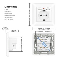 Prise avec usb et type c multi port module d'alimentation électrique prise murale usb