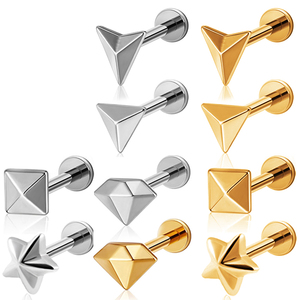 ASTM-F136 titane Zircon Piercing Tragus Helix Daith Lobe boucles <span class=keywords><strong>d</strong></span>'oreilles dos plat fil interne Labret - Product Image 1