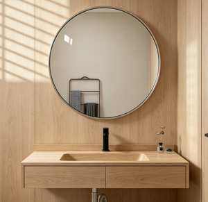 Modern Round Wall-Mounted Smart LED Anti-Fog Bath <b>Mirror</b> with Touch Switch <b>Silver</b> Metal Frame for Home Use - Product Image 5