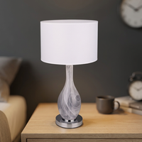 Lampe de table électrique moderne pour salon Inno Casa, décorative PT24113 E26/E27, verre gris, métal chromé, abat-jour en lin blanc