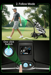 <span class=keywords><strong>Chariot</strong></span> de <span class=keywords><strong>golf</strong></span> électrique pliable en gros d'usine avec suivi automatique IA, télécommande, écran LCD, en alliage d'aluminium, vitesse maximale de 6,5 km/h, 18-27 - Product Image 6