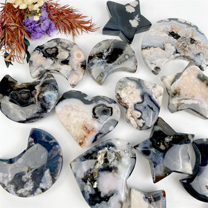 Venta al por mayor de cristal curativo natural flor negra ágata corazón estrella <span class=keywords><strong>Luna</strong></span> para decoración del hogar - Product Image 2